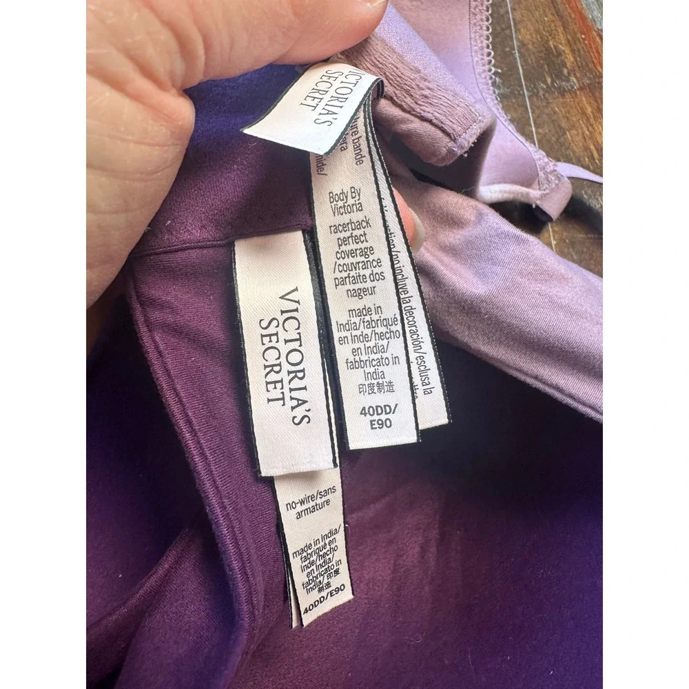 Victoria's Secret Body By Victoria 40DD Bra Bundle Wireless Racerback Purple 2pk